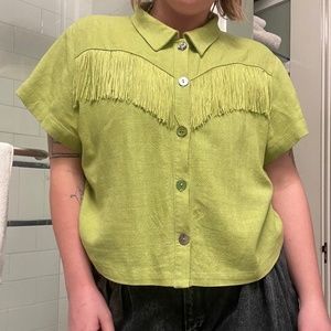 2X Fashion Brand Company Booger Linen Fringe Shirt